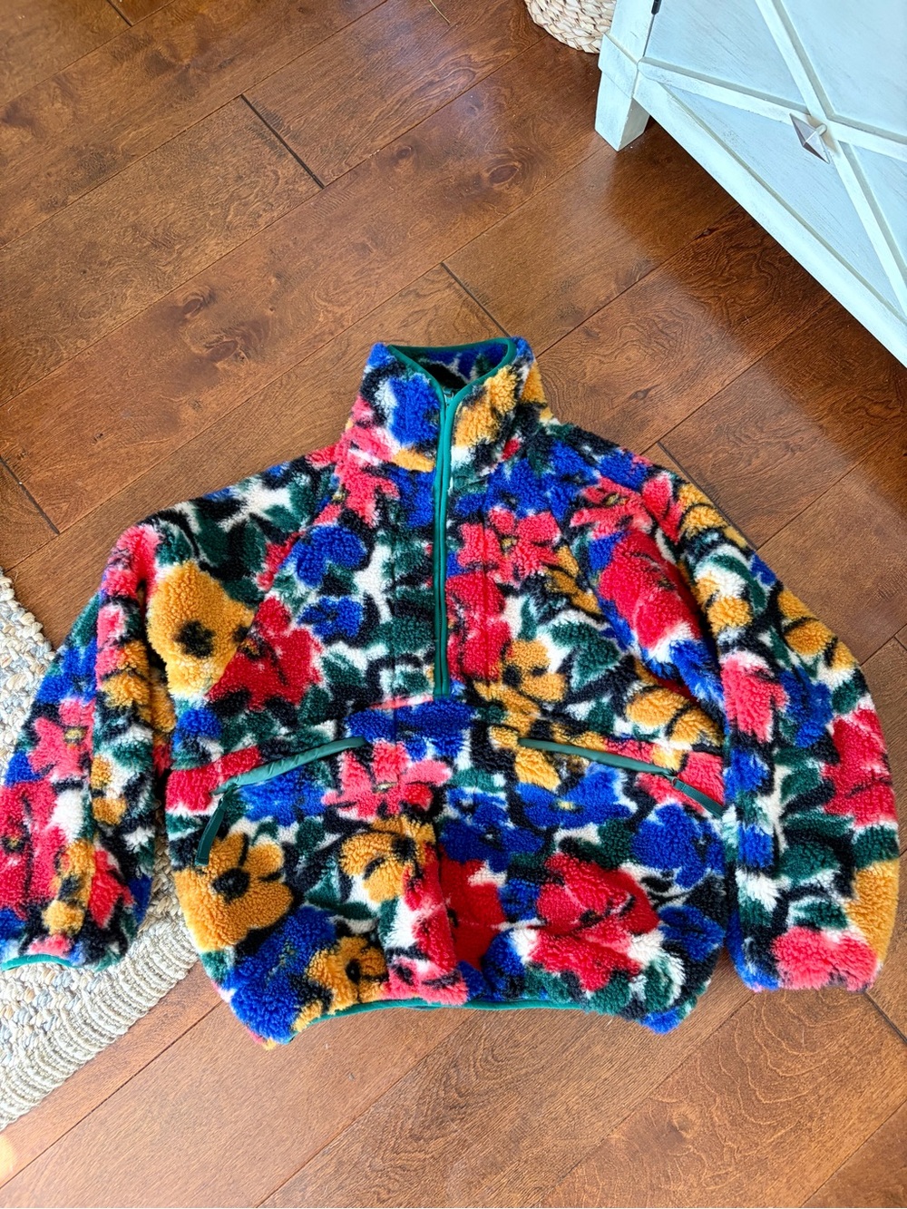 Rumored Sun Valley Floral Sherpa Pullover Jacket